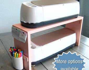 Stand for Cricut Maker and Explore Air Machines, Organizer Shelf, Craft Room Workstation, Pine Wood Table Riser for Silhouette Cameo