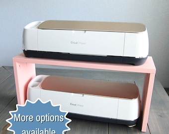 Stand for Cricut Maker and Explore Air Machines, Organizer Shelf, Craft Room Workstation, Pine Wood Table Riser for Silhouette Cameo