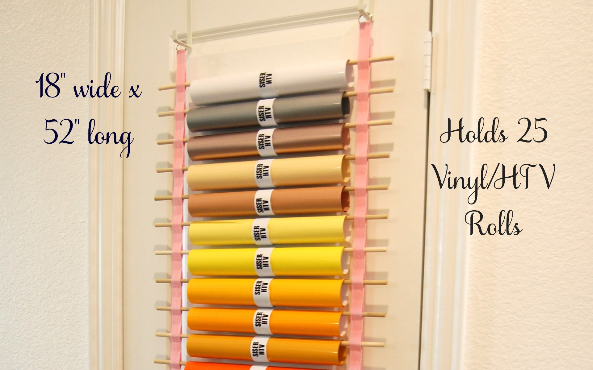 Vinyl Roll Holder Organizer, HTV Roll Wall Storage Rack, Craft Room Storage  Solution, Over the Door Hanger, Cuties Stages of Crafting 