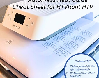 Guida al calore per la stampa automatica, adesivo per foglietti illustrativi per HTVRont HTV, guida per principianti, impostazioni della temperatura, descrizione del tempo di stiratura del materiale