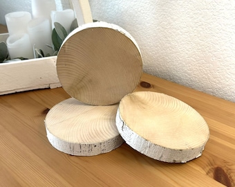 3 White Birch Slices, 5.5"x 1", Wood Burning, Multimedia Painting Surface, Large Coasters, Wood Rounds, Birch Discs
