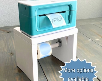Thermal Printer Label Roll Holder Stand for Munbyn, Rollo, Craft Room Packing Workstation, Organizer Shelf, Pine Wood Table Riser, Custom