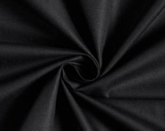 Cotton fabric, plain, black, 160cm width