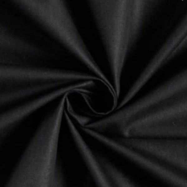 Cotton fabric, plain, black, 160cm width