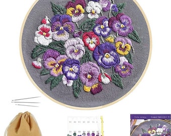 Complete DIY Embroidery Kit Circle Embroidery Thread, Pattern and Instructions for Beginners, Gift Idea. Free Delivery