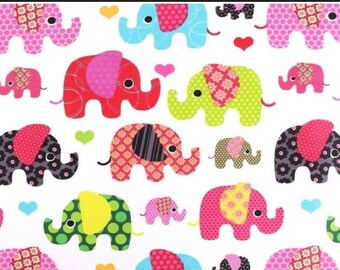 100% Cotton Elephant printed fabric by 50 cm Width 160cm (width) Oeko-tex certified