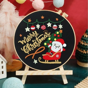 Complete Embroidery Kit special Christmas DIY Thread embroidery, Pattern and Instructions for Beginners, Santa Claus gift decoration idea. Free delivery image 6