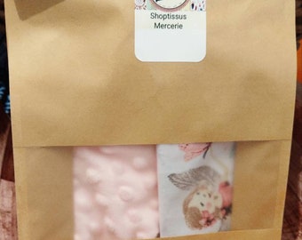 Pre-cut Snood Kit, Neck warmer, Fairy Pattern, irreversible, 2 sizes available, (baby and child), minky color Free delivery.