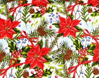 Cotton fabric, special Christmas color white green red, from 50cm, Width 160cm. Oeko Tex certified.