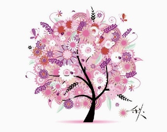 Complete Cross Stitch Embroidery Kit Tree Pre-Printed, 45 cm, free delivery.