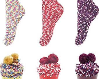 Lots of 3 pairs Women's Socks Velvet Coral Warm Winter Socks Home Gift Idea.Handmade. Free shipping.