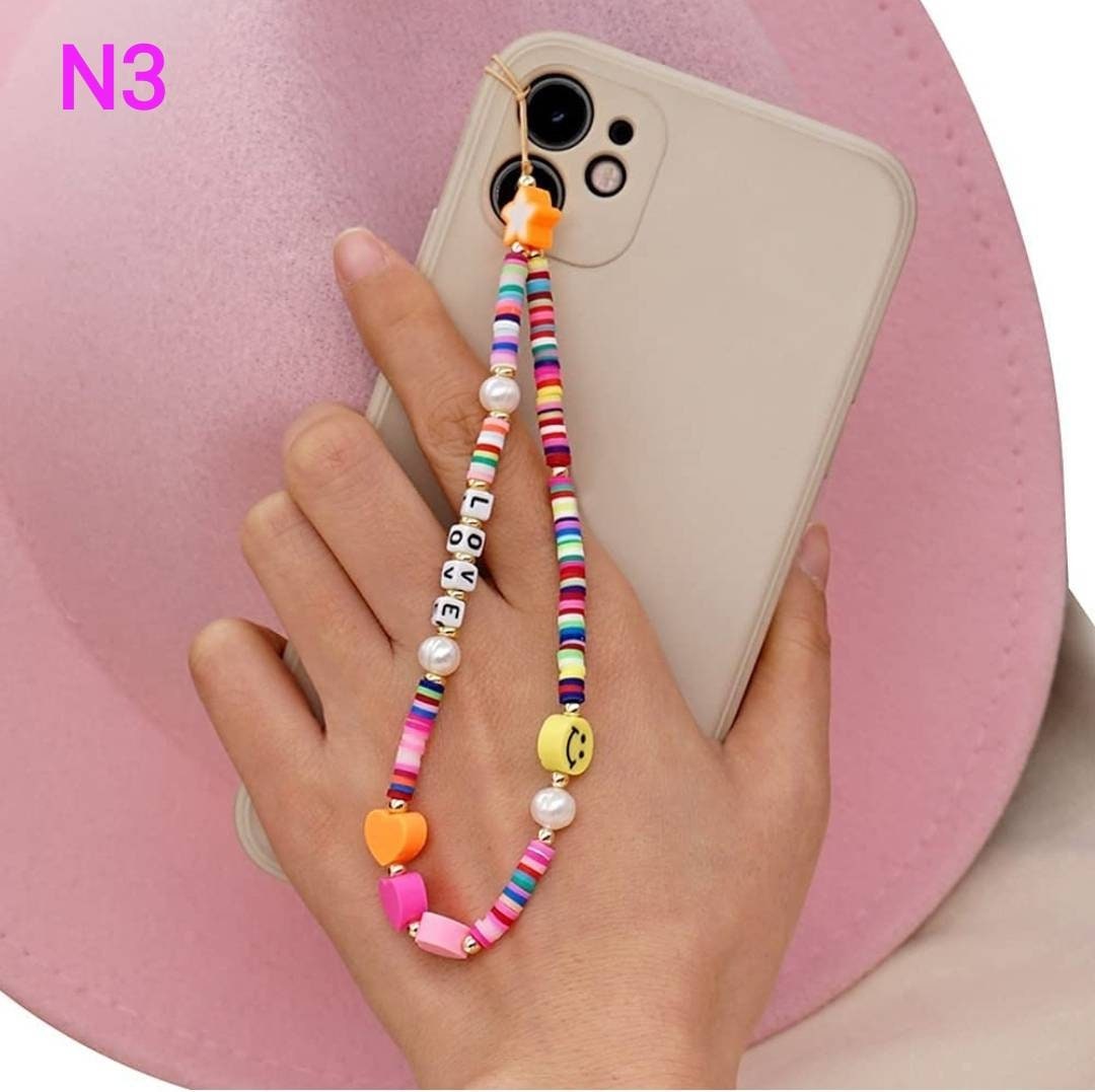 Bijoux Pour Téléphone Portable avec Perles Acrylique, Étoile Souriante Pour, Appareil Photo, Clés, P