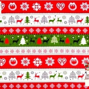 Tissu coton,serfs,spécial Noël couleur blanc vert rouge,à partir de 50cm Largeur 160cm de laize . Certifié oeko Tex. image 1