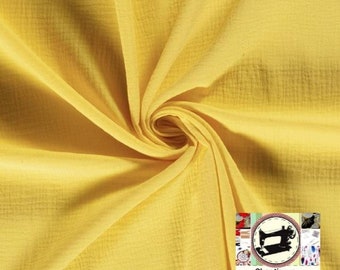 Double Gauze Cotton, color Yellow, from 50cm and 2 widths to choose, Free shipping.