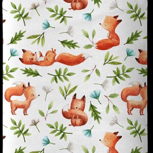 100% Premium Cotton Fabric with little Fox print 160 cm wide (Width) Oeko-tex certified