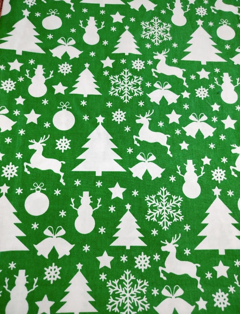 Christmas Cotton Fabric Coupon 50/80cm Etsy
