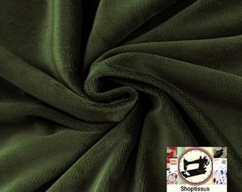 Smooth Minky fabric, green, very soft, from 50cm.2 widths to choose from (80cm or 160cm) (free delivery)