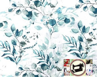 100% Cotton Eucalyptus printed fabric by 50 cm Width 160cm (width) Oeko-tex certified