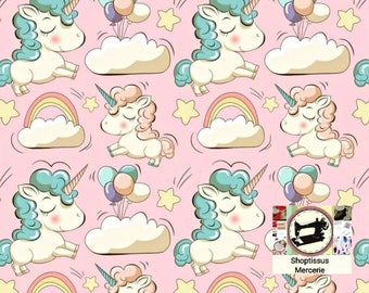 Cotton fabric Unicorn pattern from 50cm and 2 widths to choose from 75cm or 150cm certified oeko Tex Free delivery without minimum purchase