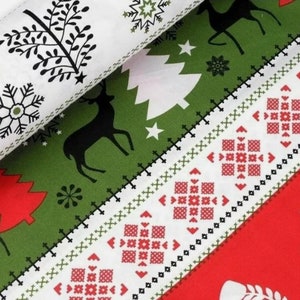 Tissu coton,serfs,spécial Noël couleur blanc vert rouge,à partir de 50cm Largeur 160cm de laize . Certifié oeko Tex. image 7