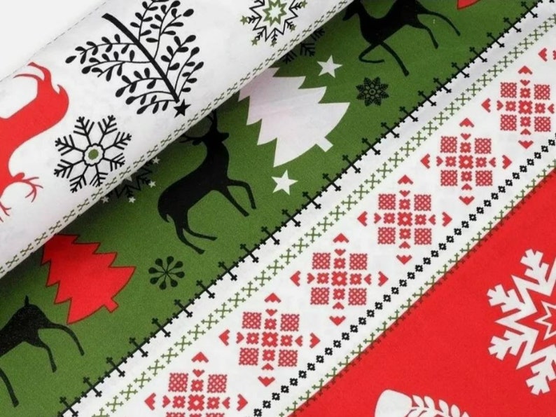 Tissu coton,serfs,spécial Noël couleur blanc vert rouge,à partir de 50cm Largeur 160cm de laize . Certifié oeko Tex. image 7