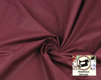 Cotton fabric, plain, bordeaux vigne color from 50cm, 2 widths to choose from (80cm or 160cm of wool).