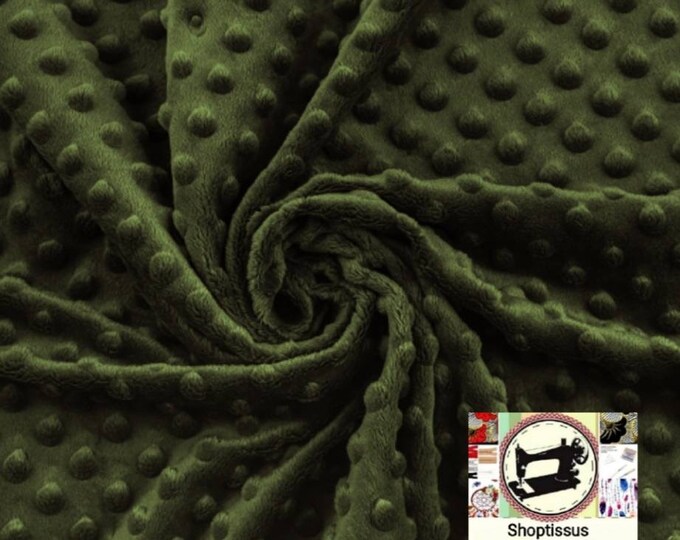 Featured listing image: 3D Minky fabric, Olive Green color, very soft, from 50cm. 2 widths to choose from (80cm or 160cm) (free delivery)