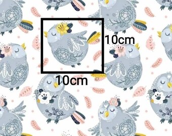 100% Cotton Owl printed fabric by 50 cm Width 160cm (width) Oeko-tex certified