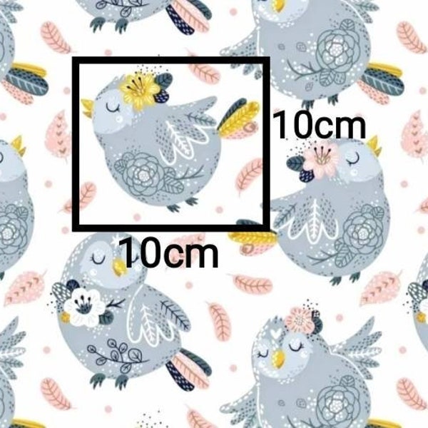 Tissu 100% Coton imprimé Hibou par 50 cm Largeur 160cm (laize) Certifié Oeko-tex