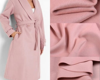 Luxury wool fabric, powder pink, quite thick, 150cm wide. (clothing and furniture) coat, cape .. Ect