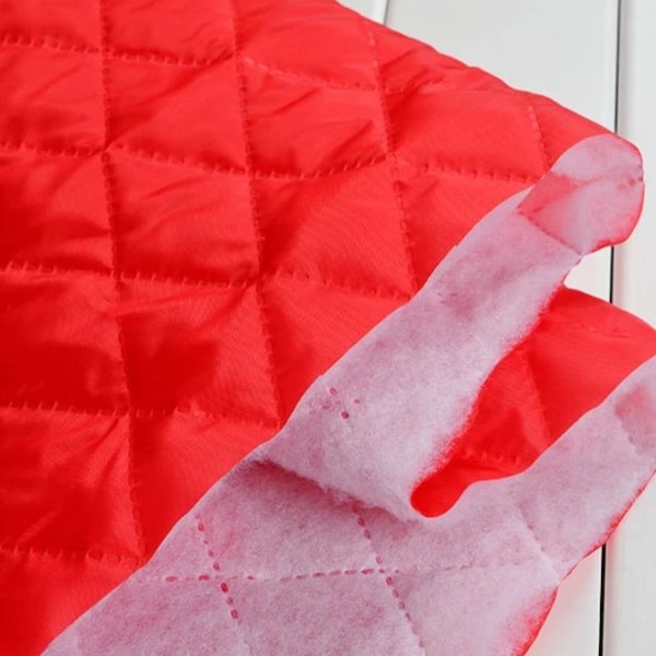 Red quilted/thermal padded fabric lining. Free delivery.