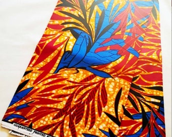 Wax fabric, floral pattern, from 50cm / 116cm wide. Ankara Fabrics.