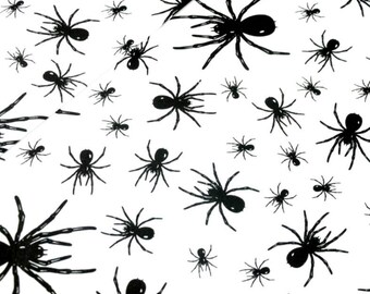 Cotton fabric, Halloween, printed Spider white background, from 50cm, 2 widths of your choice (80cm or 160cm of wool). Oeko Tex certified.