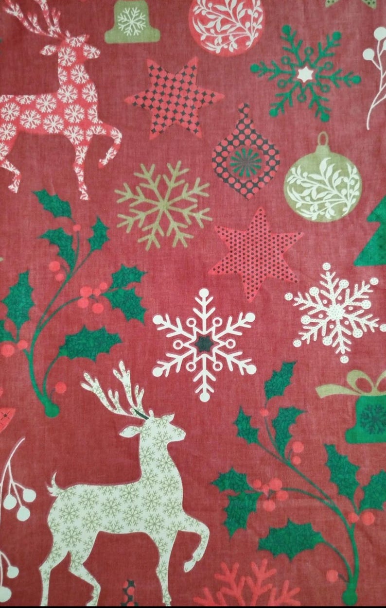 Christmas Cotton Fabric Coupon 50/80cm Etsy