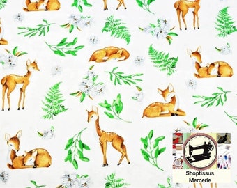 100% Cotton Animal Doe Print Fabric by 50 cm Width 160cm (width) Oeko-tex certified