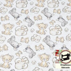 100% Cotton Fabric Printed Baby Animals by 50 cm Width 160cm (width) Oeko-tex certified