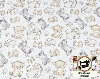 100% Cotton Fabric Printed Baby Animals by 50 cm Width 160cm (width) Oeko-tex certified