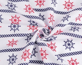 Cotton fabric Navy pattern navy color White, from 50cm, 2 widths to choose from (80cm or 160cm width). Free shipping.