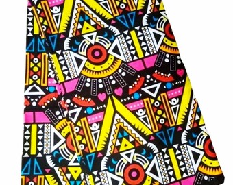 Wax fabric 100% cotton, graphic pattern, multicolored, from 50cm / 119 cm wide.