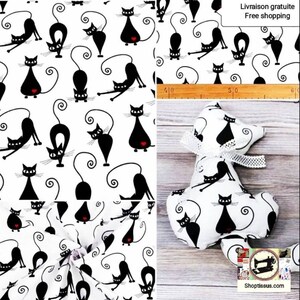 100% Cotton fabric printed with Cats by 50 cm Width 160cm (width) Oeko-tex certified