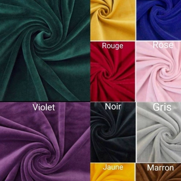 Tissu velours ,souple,assez épais,à partir de 50cm sur 114cm de largeur.velvet fabric.(ameublement, habillement...ect) Livraison gratuite