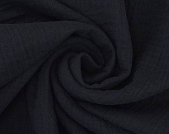 Double Gas Fabric Black 100% Cotton 140 cm wide