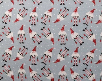 Decorative fabric Christmas Elves, Gnomes, Grey, from 50cm, Width 140cm.