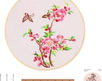 Complete DIY Embroidery Kit Circle Embroidery thread, Pattern and Instructions for Beginners, gift idea. Free delivery