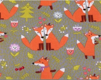 100% Cotton Fabric Printed Foxes Width 160cm (width) Oeko-tex certified