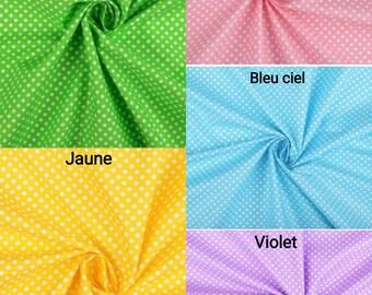 100% Cotton fabric printed with polka dots by 50 cm Width 160cm (width) Oeko-tex certified