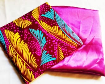 Set of 2 fabrics (1 floral wax and 1silk satin) assorted colors, 50cm/116 each.