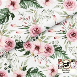 Tissu 100% Coton imprimé Roses par 50 cm Largeur 160cm laize Certifié Oeko-tex image 1