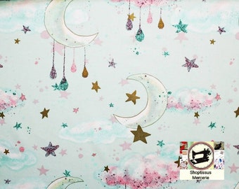 100% Cotton Fabric Printed Stars Lunespar 50 cm Width 160cm (width) Oeko-tex certified