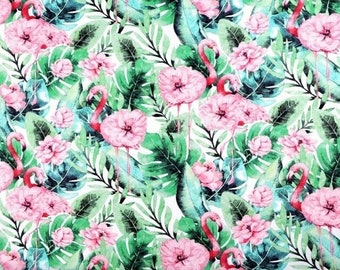 100% Cotton fabric printed with Pink Flamingos by 50 cm Width 160cm (width) Oeko-tex certified